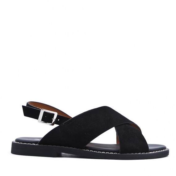 Flat sandals in faux leather for women