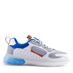 Men's basketball shoe with mix materials laces