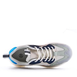 Men's basketball shoe with mix materials laces