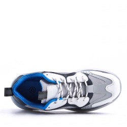 Men's basketball shoe with mix materials laces