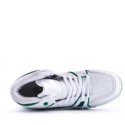 Men's basketball shoe with mix materials laces