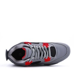 Men's basketball shoe with mix materials laces