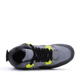 Men's basketball shoe with mix materials laces