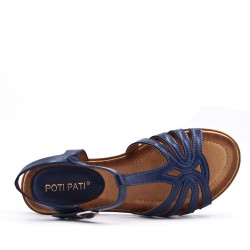 Flat sandals in a material mix for women