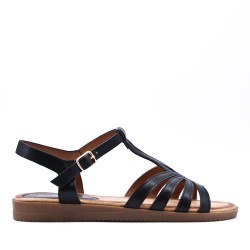 Flat sandals in a material mix for women