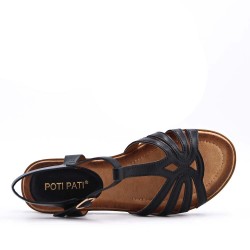 Flat sandals in a material mix for women