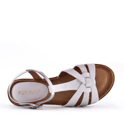 Flat sandals in a material mix for women