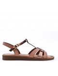 Flat sandals in a material mix for women