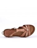 Flat sandals in a material mix for women