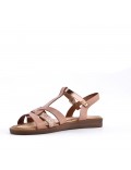 Flat sandals in a material mix for women