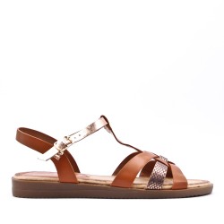 Flat sandals in a material mix for women