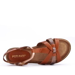 Flat sandals in a material mix for women