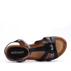 Flat sandals in a material mix for women