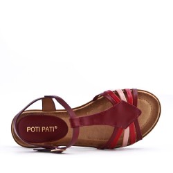 Flat sandals in a material mix for women