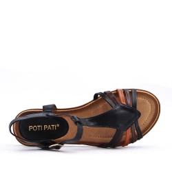 Flat sandals in a material mix for women