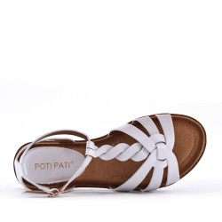 Flat sandals in a material mix for women