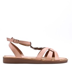 Flat sandals in a material mix for women