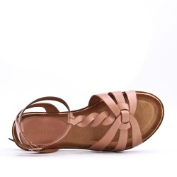 Flat sandals in a material mix for women