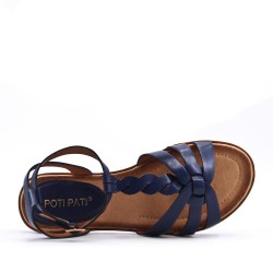 Flat sandals in a material mix for women