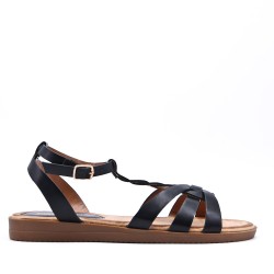 Flat sandals in a material mix for women