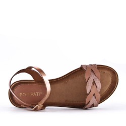 Flat sandals in a material mix for women