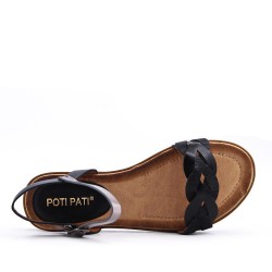 Flat sandals in a material mix for women