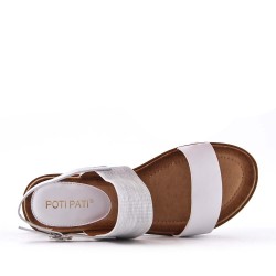 Flat sandals in a material mix for women