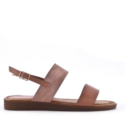 Flat sandals in a material mix for women