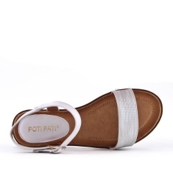 Flat sandals in a material mix for women