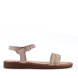 Flat sandals in a material mix for women