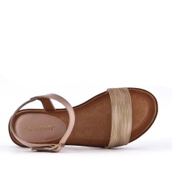 Flat sandals in a material mix for women