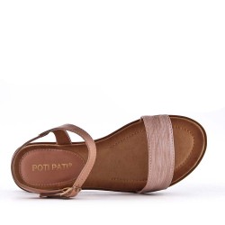 Flat sandals in a material mix for women