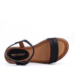 Flat sandals in a material mix for women