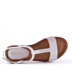 Flat sandals in a material mix for women