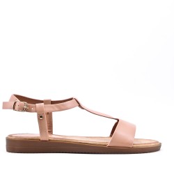 Flat sandals in a material mix for women