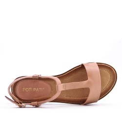 Flat sandals in a material mix for women