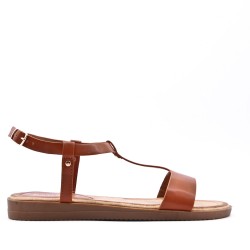 Flat sandals in a material mix for women