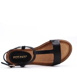 Flat sandals in a material mix for women