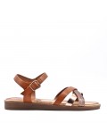 Flat sandals in a material mix for women