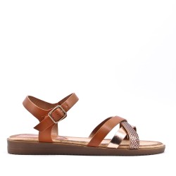 Flat sandals in a material mix for women