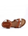 Flat sandals in a material mix for women