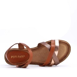 Flat sandals in a material mix for women