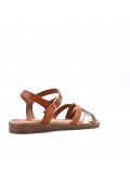 Flat sandals in a material mix for women