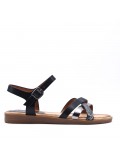 Flat sandals in a material mix for women