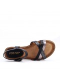 Flat sandals in a material mix for women