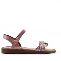 Flat sandals in a material mix for women