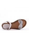 Flat sandals in a material mix for women