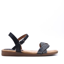 Flat sandals in a material mix for women