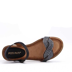 Flat sandals in a material mix for women