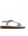 Flat sandals in a material mix for women